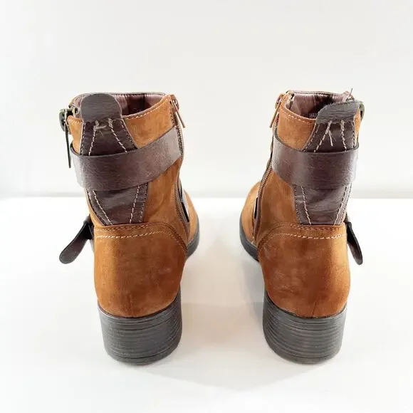 Stylish Tan Ankle Boots with Zipper and Buckle - Picture 7 of 10
